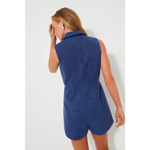POMANDER PLACE Navy Tweed Campbell Romper Size XS NWT Retail $148 Tuckernuck - Picture 2 of 9